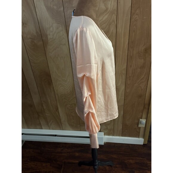 Cece Peach V-neck Blouse‎ With Button Sleeves Size Small Pink - Picture 4 of 5